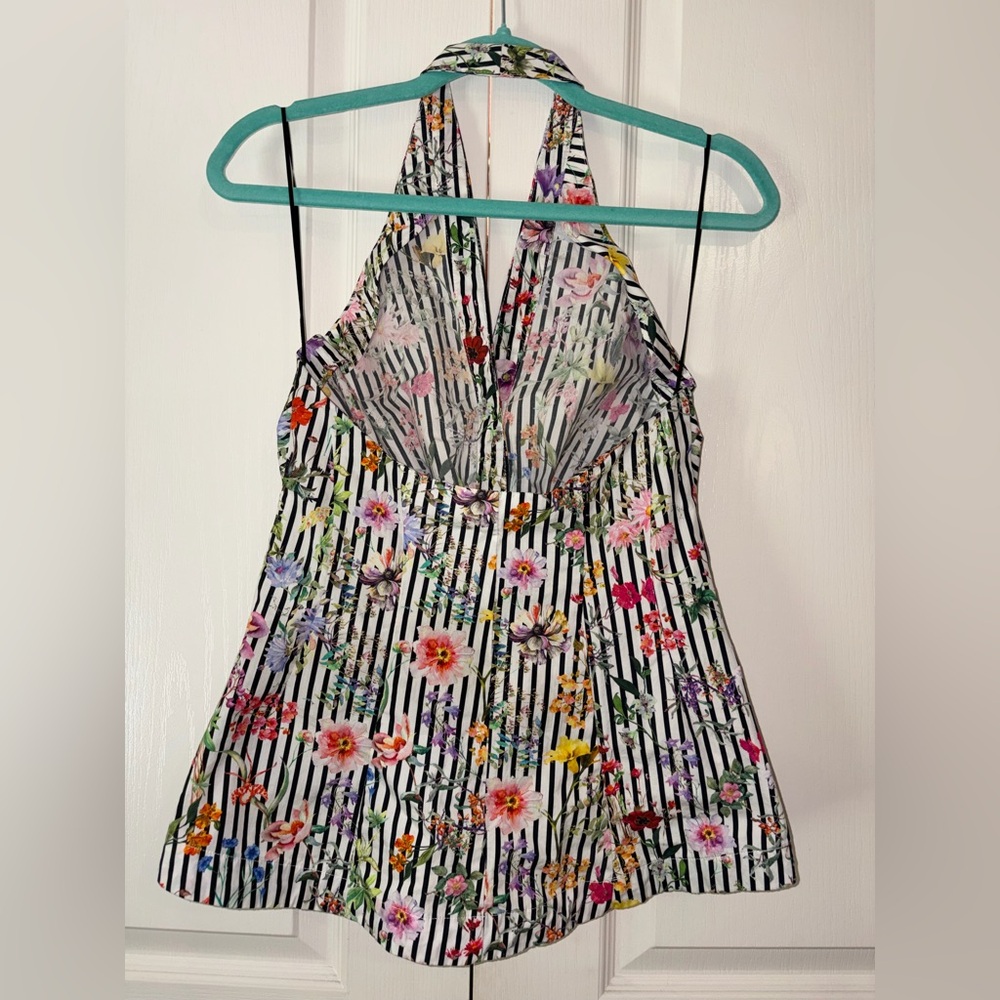 ZARA STRIPED AND FLORAL HALTER size S - Picture 7 of 7